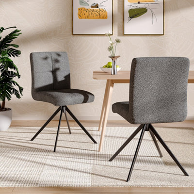 Darphe Set Of 2 Grey Teddy Fleece Bar Stools With Black Metal Legs - image 1