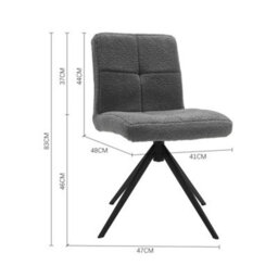 Darphe Set Of 2 Grey Teddy Fleece Bar Stools With Black Metal Legs - thumbnail 5