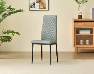 Outdoor Living (NW) Ltd Emily Leather Comfort Dining Chairs - Grey - Set Of 4 - image 1