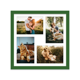12X12 Inch 4 Opening Photo Collage Frame, Display Four 6X4 Inch Photos, Multi Aperture Family Picture Frame, Green - thumbnail 1