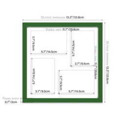 12X12 Inch 4 Opening Photo Collage Frame, Display Four 6X4 Inch Photos, Multi Aperture Family Picture Frame, Green - thumbnail 4