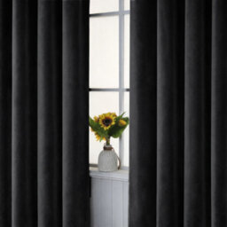 Bedlooms Black Crushed Velvet Curtains Blackout Thermal Insulated Eyelet Curtain (Pair) 66 X 72 Inches With Tie Back Two - thumbnail 8