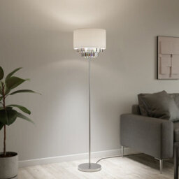 GoodHome Crowle Satin Cream Silver Effect Led Floor Lamp