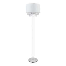 GoodHome Crowle Satin Cream Silver Effect Led Floor Lamp - thumbnail 2
