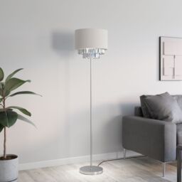 GoodHome Crowle Satin Cream Silver Effect Led Floor Lamp - thumbnail 5