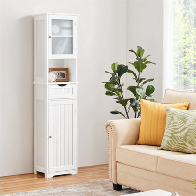 Yaheetech White Freestanding Bathroom Storage Cabinet With Door 1.7M Height - image 1