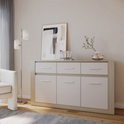 Arte Arti 09 Sideboard Cabinet 160Cm - Sand Beige  & Oak Barista, Modern Storage For Contemporary Living - thumbnail 1