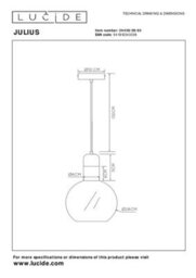 Lucide Julius Vintage Pendant Light 28Cm - 1Xe27 - Smoke Grey - thumbnail 7