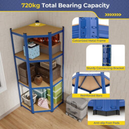 Costway 4-Tier Corner Metal Shelving Unit Adjustable Garage Storage Utility Rack 720Kg - thumbnail 6