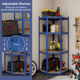 Costway 4-Tier Corner Metal Shelving Unit Adjustable Garage Storage Utility Rack 720Kg - thumbnail 3