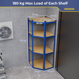 Costway 4-Tier Corner Metal Shelving Unit Adjustable Garage Storage Utility Rack 720Kg - thumbnail 2