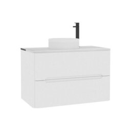 Royal Bathrooms Venice 800mm Gloss White Wall Mounted Bathroom Countertop Vanity Unit 2 Drawer With Round Basin - thumbnail 7
