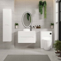 Royal Bathrooms Venice 800mm Gloss White Wall Mounted Bathroom Countertop Vanity Unit 2 Drawer With Round Basin - thumbnail 4