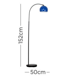 Valuelights Designer Style Black Curved Stem Floor Lamp With Gloss Navy Blue Metal Dome Light Shade - thumbnail 5