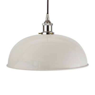 Pale Grey Worcester Painted Dome Pendant Light With Nickel Lamp Holder And Black Round Cable - Se Home - image 1