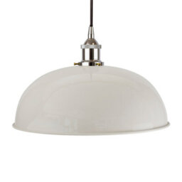 Pale Grey Worcester Painted Dome Pendant Light With Nickel Lamp Holder And Black Round Cable - Se Home - thumbnail 1