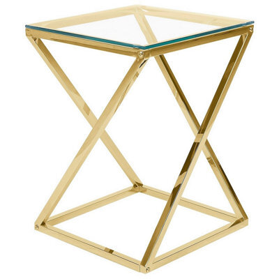 Beliani Glam Side Table Beverly Glass Gold - image 1
