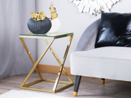 Beliani Glam Side Table Beverly Glass Gold - thumbnail 2