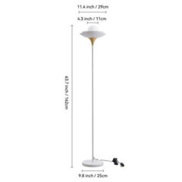 Living And Home 162Cm H G9 Blub White Metal Floor Lamp Floor Light With Foot Switch - thumbnail 9