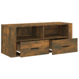 Berkfield Tv Cabinet Smoked Oak 100X35X40 Cm Engineered Wood - thumbnail 7