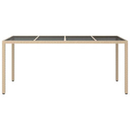 Berkfield Garden Dining Table Beige 190X90X75 Cm Poly Rattan - thumbnail 3