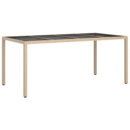 Berkfield Garden Dining Table Beige 190X90X75 Cm Poly Rattan - thumbnail 2