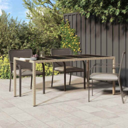 Berkfield Garden Dining Table Beige 190X90X75 Cm Poly Rattan