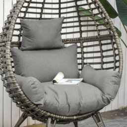 Outsunny Outdoor Indoor Wicker Teardrop Chair With Cushion Rattan Lounger - thumbnail 9