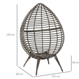 Outsunny Outdoor Indoor Wicker Teardrop Chair With Cushion Rattan Lounger - thumbnail 3