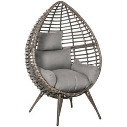 Outsunny Outdoor Indoor Wicker Teardrop Chair With Cushion Rattan Lounger - thumbnail 2