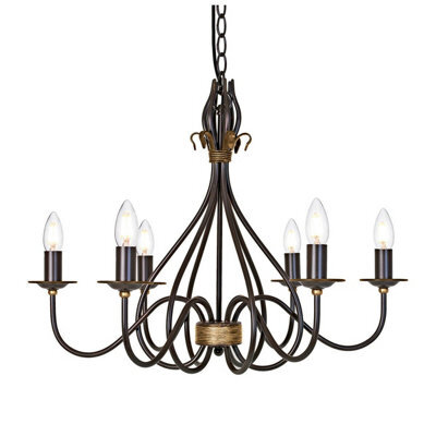 Elegant 6 Bulb Rust And Gold Chandelier Pendant Light With Led E14 Fixtures - image 1
