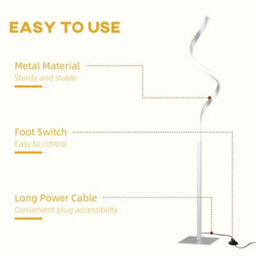 Homcom Spiral Floor Lamp For Living Room With 3 Adjustable Brightness, Silver - thumbnail 7