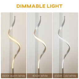 Homcom Spiral Floor Lamp For Living Room With 3 Adjustable Brightness, Silver - thumbnail 5