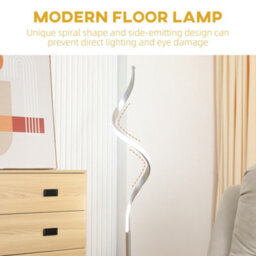 Homcom Spiral Floor Lamp For Living Room With 3 Adjustable Brightness, Silver - thumbnail 4