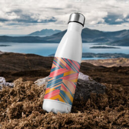 Benjamin Tate Design Striped Bright Geometric Pattern Stainless Steel Bottle Designer Style - thumbnail 3