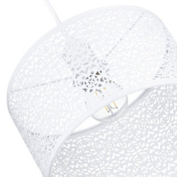 Happy Homewares Ornate Moroccan Style Decorated White Gloss Metal Pendant Lamp Shade 25Cm X 15Cm - thumbnail 4