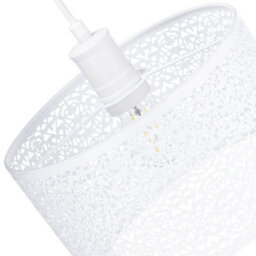 Happy Homewares Ornate Moroccan Style Decorated White Gloss Metal Pendant Lamp Shade 25Cm X 15Cm - thumbnail 5