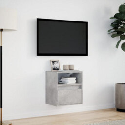Berkfield Tv Wall Cabinet With Led Lights Concrete Grey 41X31X45 Cm - thumbnail 4
