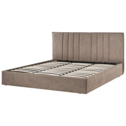 Beliani Ottoman Bed Fabric Tarascon 180 X 200 Cm (Eu Super King) Taupe - thumbnail 4