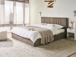 Beliani Ottoman Bed Fabric Tarascon 180 X 200 Cm (Eu Super King) Taupe - thumbnail 2
