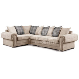 Furnishings For Less UK Milan 5 Seater Long  L Shaped Corner Sofa Scatter Back Chesterfield Arms Mink Left Hand Facing - thumbnail 1