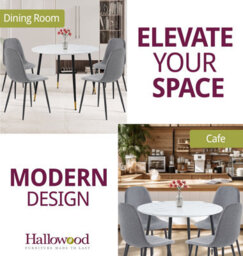 Hallowood Furniture Finley Small Round Dining Table In Marble Finish With 4 Dark Grey Fabric Chairs - thumbnail 6
