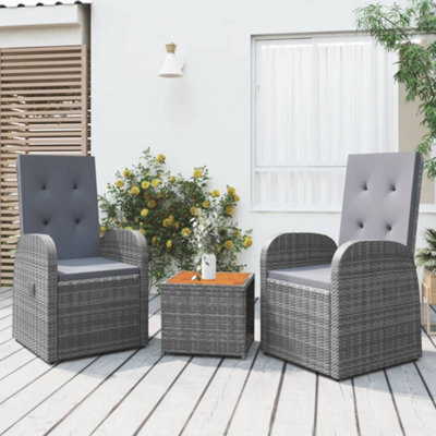 Berkfield 3 Piece Garden Lounge Set Grey Poly Rattan&solid Wood Acacia - image 1