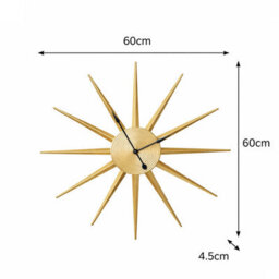 Melody Maison Gold Metal Starburst Detail Wall Clock - 60Cm X 60Cm - thumbnail 9