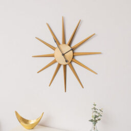 Melody Maison Gold Metal Starburst Detail Wall Clock - 60Cm X 60Cm - thumbnail 5