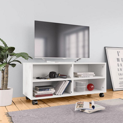 Berkfield Tv Cabinet With Castors White 90X35X35 Cm Engineered Wood - image 1