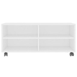 Berkfield Tv Cabinet With Castors White 90X35X35 Cm Engineered Wood - thumbnail 4
