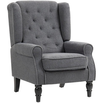 Accent Armchair Retro Tufted Club Home Furniture Fabric Charcoal Grey - image 1