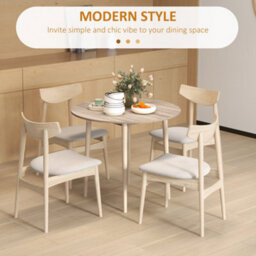 Homcom Foldable Dining Table, Round Drop Leaf Table, Wood Legs, Natural - thumbnail 5
