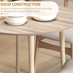Homcom Foldable Dining Table, Round Drop Leaf Table, Wood Legs, Natural - thumbnail 6